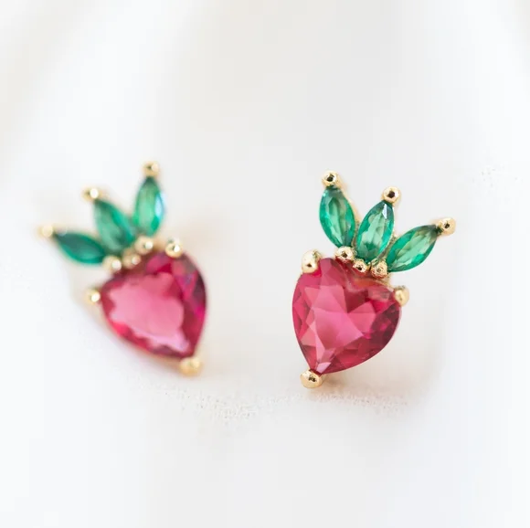 Sweet Strawberry Studs (S925) - Only 3 left! - Picture 3 of 9